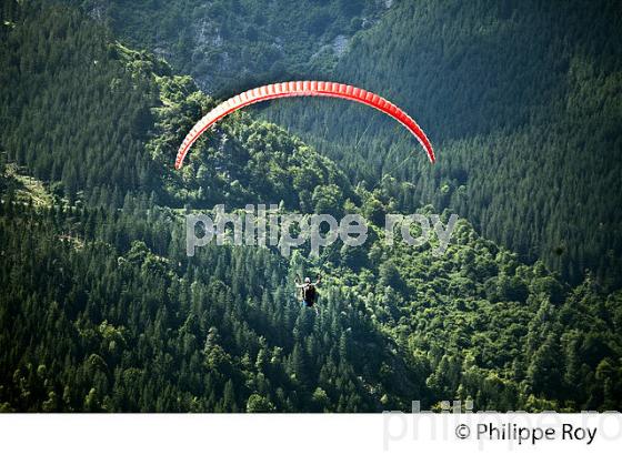 PARAPENTE AU  COL DE PORT  DE LERS, VALLEE DE L' ARAC, COUSERANS, ARIEGE. (09F01929.jpg)