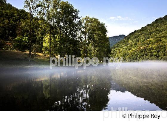 BRUME SUR LA DORDOGNE, ARGENTAT, LIMOUSIN,  CORREZE. (19F05809.jpg)