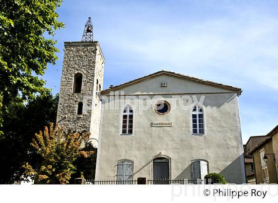 TOUR DE L' HORLOGE ET EGLISE EVANGELIQUE, SAINT-JEAN-DU-GARD , VALLEE BORGNE, CORNICHE DES   CEVENNES , GARD. (30F00718.jpg)