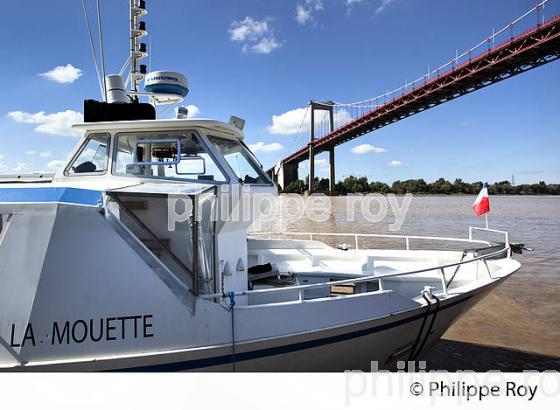 NAVETTE FLUVIALE, BATCUB, TRANSPORT EN COMMUN, SUR LA GARONNE, PONT D' AQUITAINE, BORDEAUX. (33F23825.jpg)