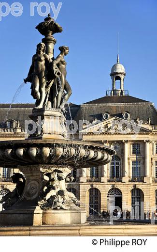 PLACE DE LA BOURSE, ET FONTAINE DES TROIS GRACES,   VILLE DE BORDEAUX. (33F24512.jpg)