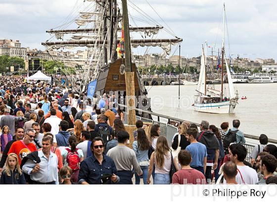 RASSEMBLEMENT  DE GRANDS VOILIERS DANS  LE PORT DE LA LUNE,  VILLE DE  BORDEAUX FETE LE VIN. (33F33924.jpg)