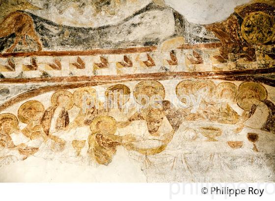 FRESQUE DE LA CHAPELLE ROMANE SAINT PIERRE DE ROUILLAC, COMMUNE DE MONTCUQ,  QUERCY BLANC, LOT. (46F03117.jpg)