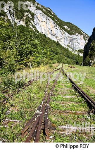LIGNE CHEMIN DE FER DESAFECTEE , PAU  CANFRANC, COMMUNE DE URDOS, VALLEE D' ASPE, BEARN, PYRENEES ATLANTIQUES. (64F04808.jpg)