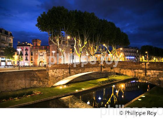 LE CASTILLET, ET QUAI DE LA BASSA, VILLE DE  PERPIGNAN, ROUSSILLON, CATALOGNE. (66F00316.jpg)
