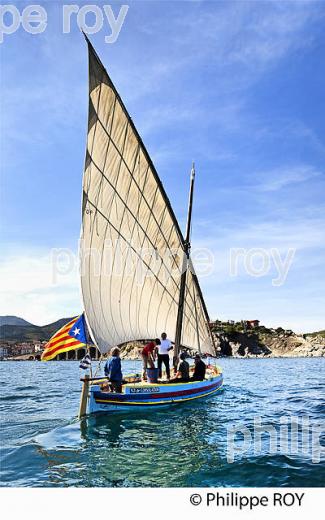 BARQUE CATALANE, FETE DES VENDANGES, VILLE DE  BANYULS-SUR-MER,  COTE VERMEILLE, ROUSSILLON, CATALOGNE. (66F02235.jpg)