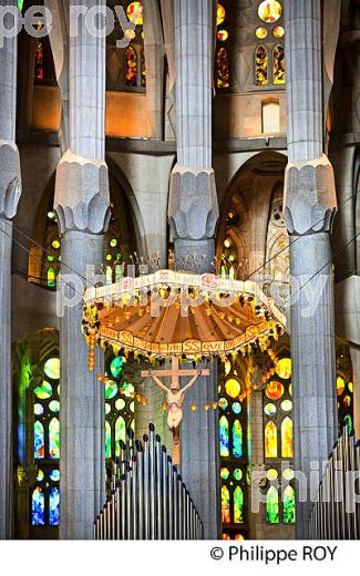 EGLISE DE LA SAGRADA  FAMILIA,  ARCHITECTE GAUDI, STYLE MODERNISTE, BARCELONE, CATALOGNE, ESPAGNE. (ES001336.jpg)