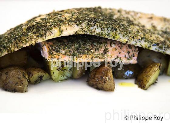 ASSIETTE DE SAUMON, CUISINE TRADITIONNELLE, SUDURLAND, ISLANDE (IS001132.jpg)